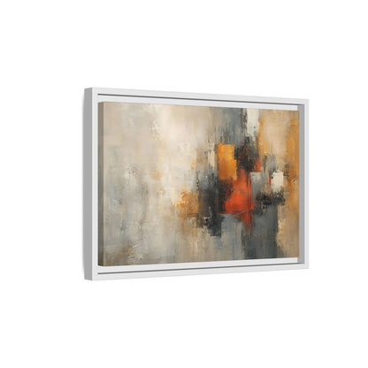 Side Mockup 4. Abstract Abstract Forms Orange Grey Abstract shown as stretched canvas wall art