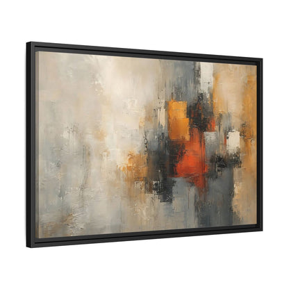 Side Mockup 14. Abstract Abstract Forms Orange Grey Abstract shown as stretched canvas wall art