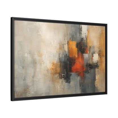Side Mockup 13. Abstract Abstract Forms Orange Grey Abstract shown as stretched canvas wall art
