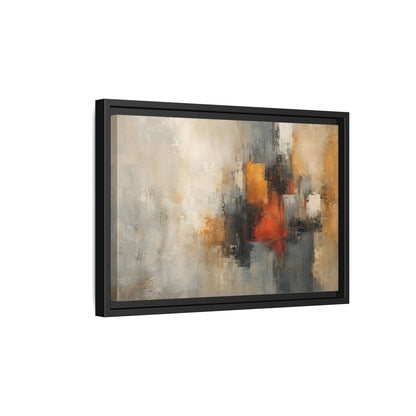 Side Mockup 6. Abstract Abstract Forms Orange Grey Abstract shown as stretched canvas wall art