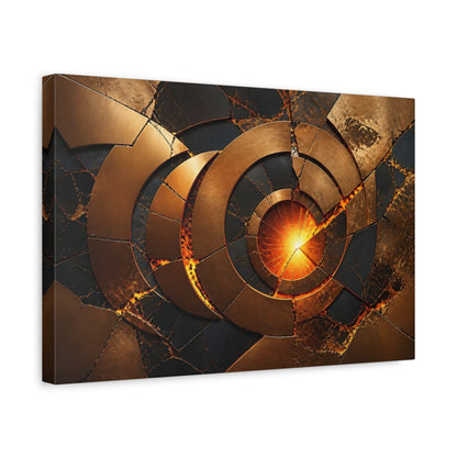 Side Mockup 4. Abstract Fractured Bronze Circles shown as canvas print