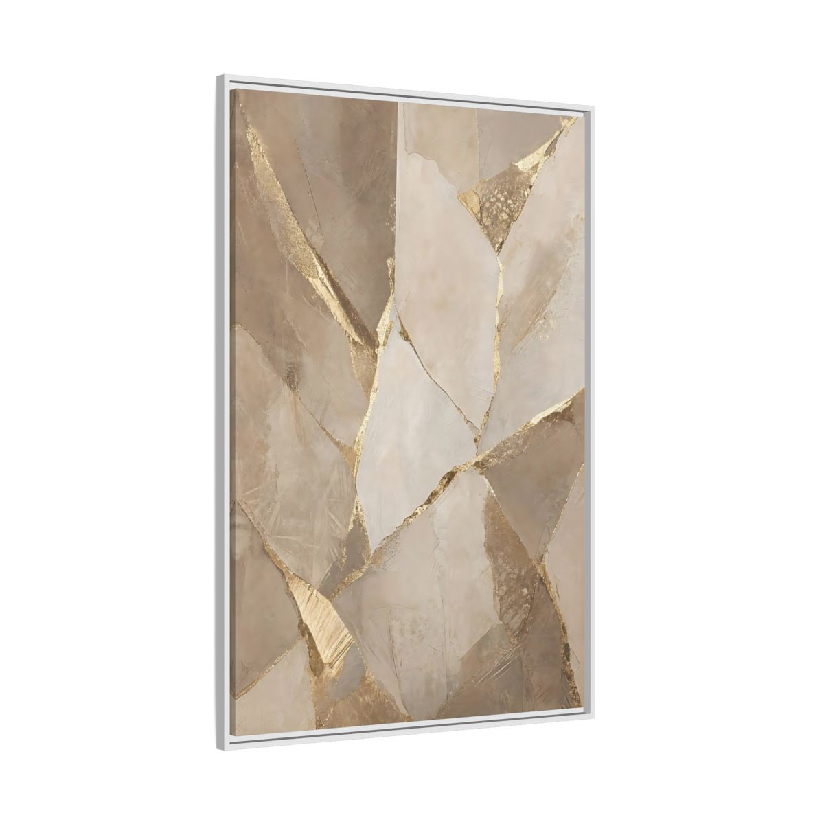 Side Mockup 7. Abstract Fractured Texture Gold Beige Texture shown as stretched canvas wall art