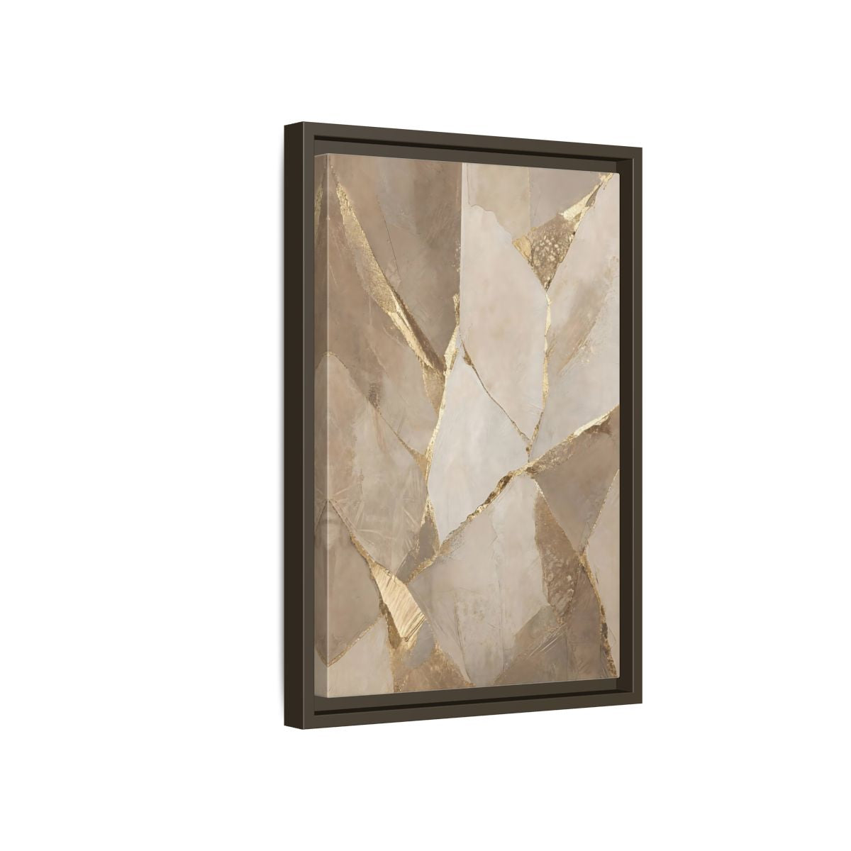 Side Mockup 5. Abstract Fractured Texture Gold Beige Texture shown as stretched canvas wall art