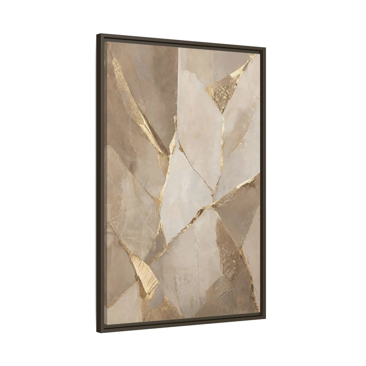 Main Mockup. Abstract Fractured Texture Gold Beige Texture shown as stretched canvas wall art