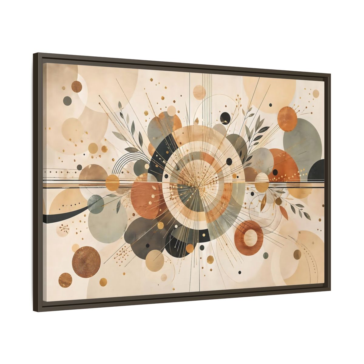 Main Mockup. Abstract Geometric Abstraction Warm Tones Abstract shown as stretched canvas wall art