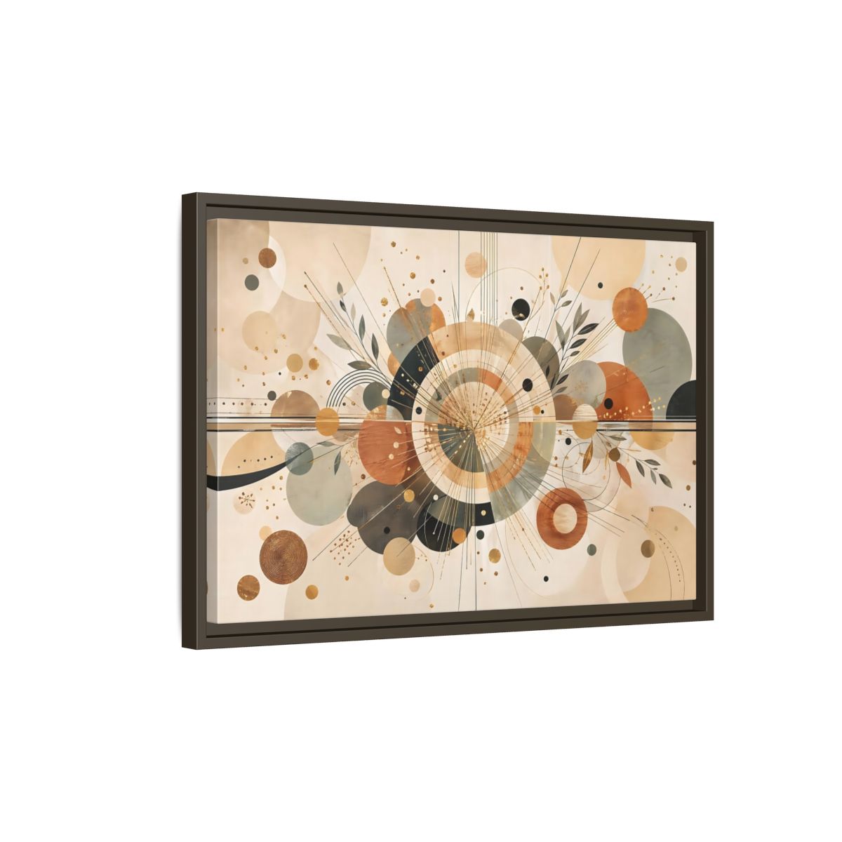 Side Mockup 2. Abstract Geometric Abstraction Warm Tones Abstract shown as stretched canvas wall art