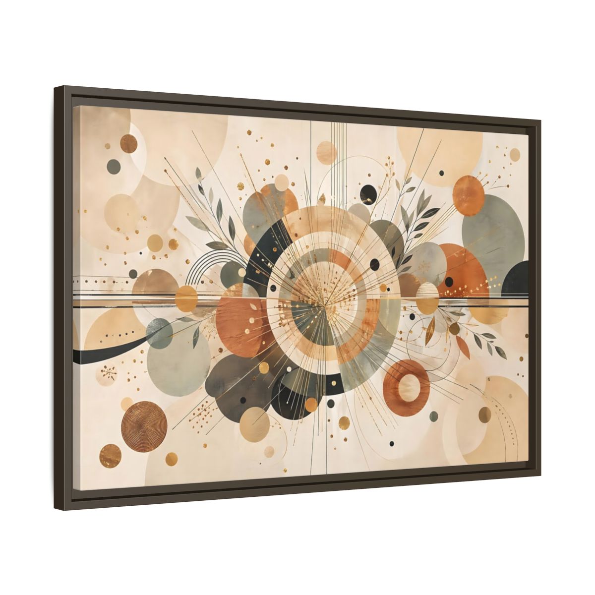 Side Mockup 11. Abstract Geometric Abstraction Warm Tones Abstract shown as stretched canvas wall art
