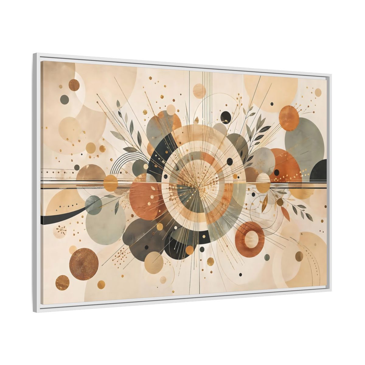Side Mockup 7. Abstract Geometric Abstraction Warm Tones Abstract shown as stretched canvas wall art