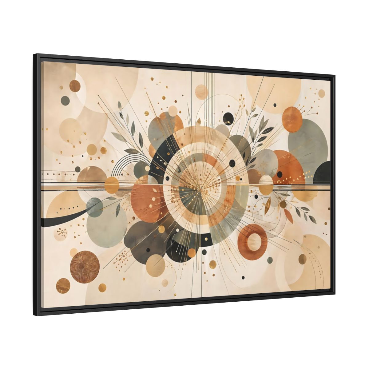 Side Mockup 12. Abstract Geometric Abstraction Warm Tones Abstract shown as stretched canvas wall art