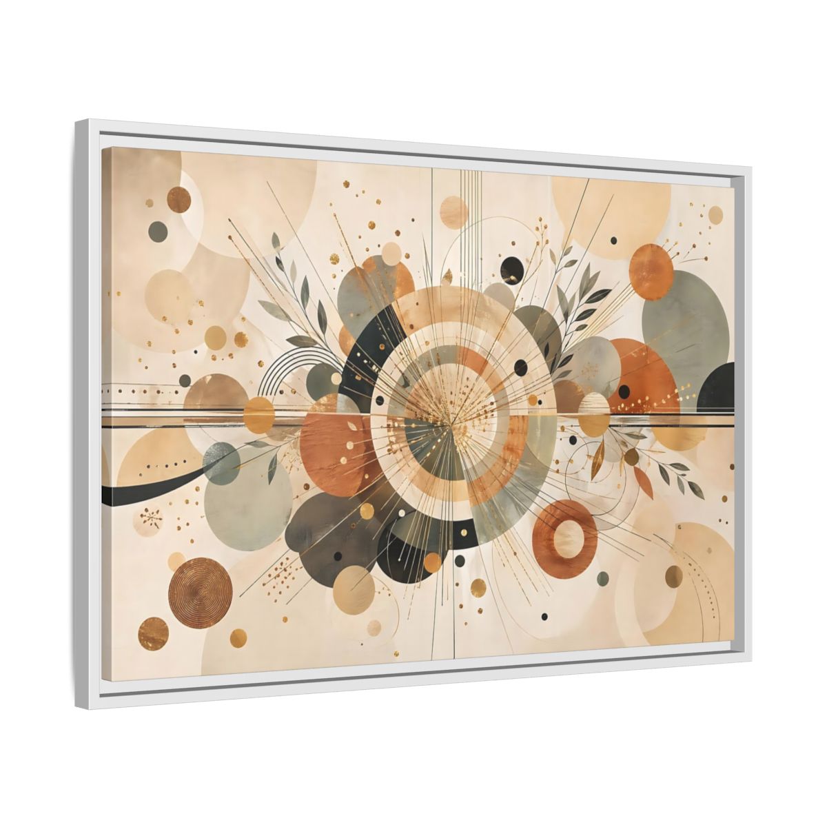Side Mockup 10. Abstract Geometric Abstraction Warm Tones Abstract shown as stretched canvas wall art
