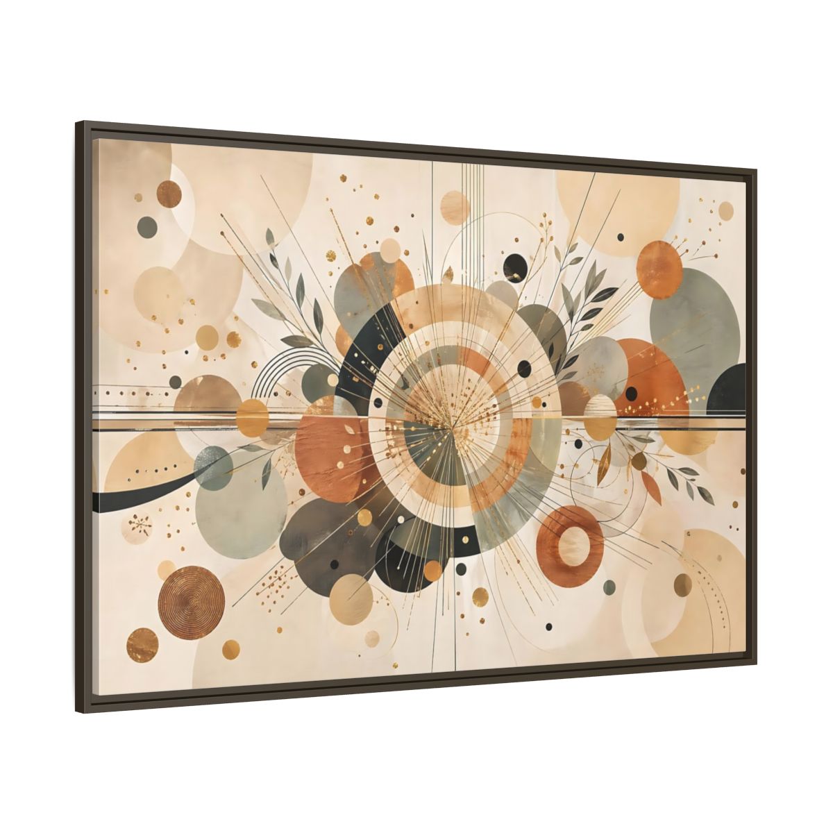 Side Mockup 8. Abstract Geometric Abstraction Warm Tones Abstract shown as stretched canvas wall art