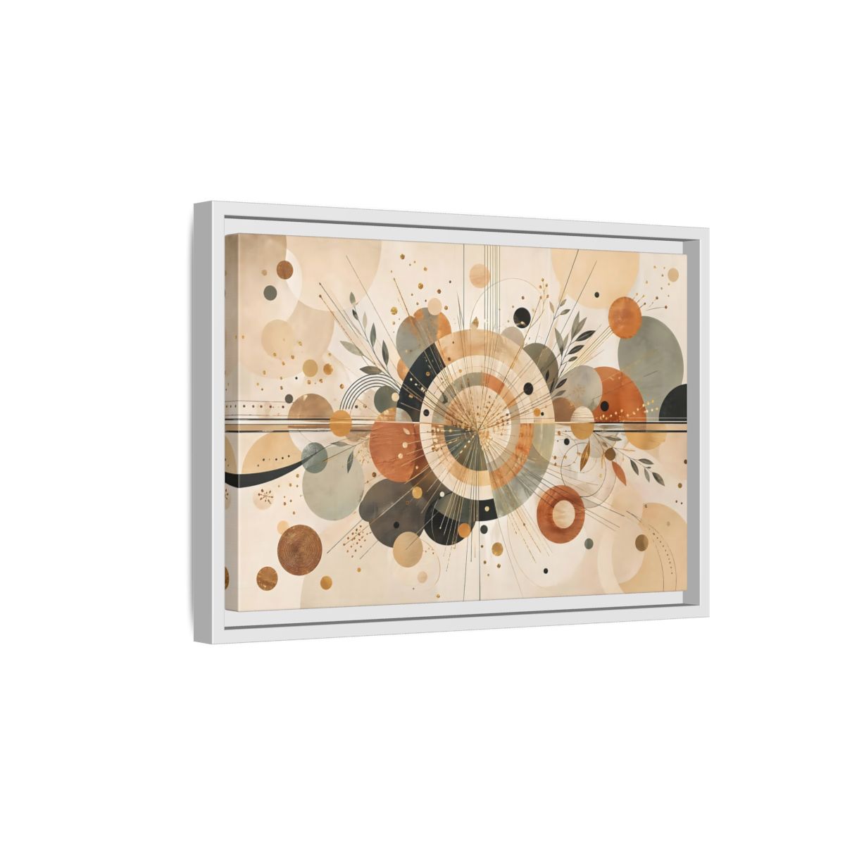 Side Mockup 4. Abstract Geometric Abstraction Warm Tones Abstract shown as stretched canvas wall art