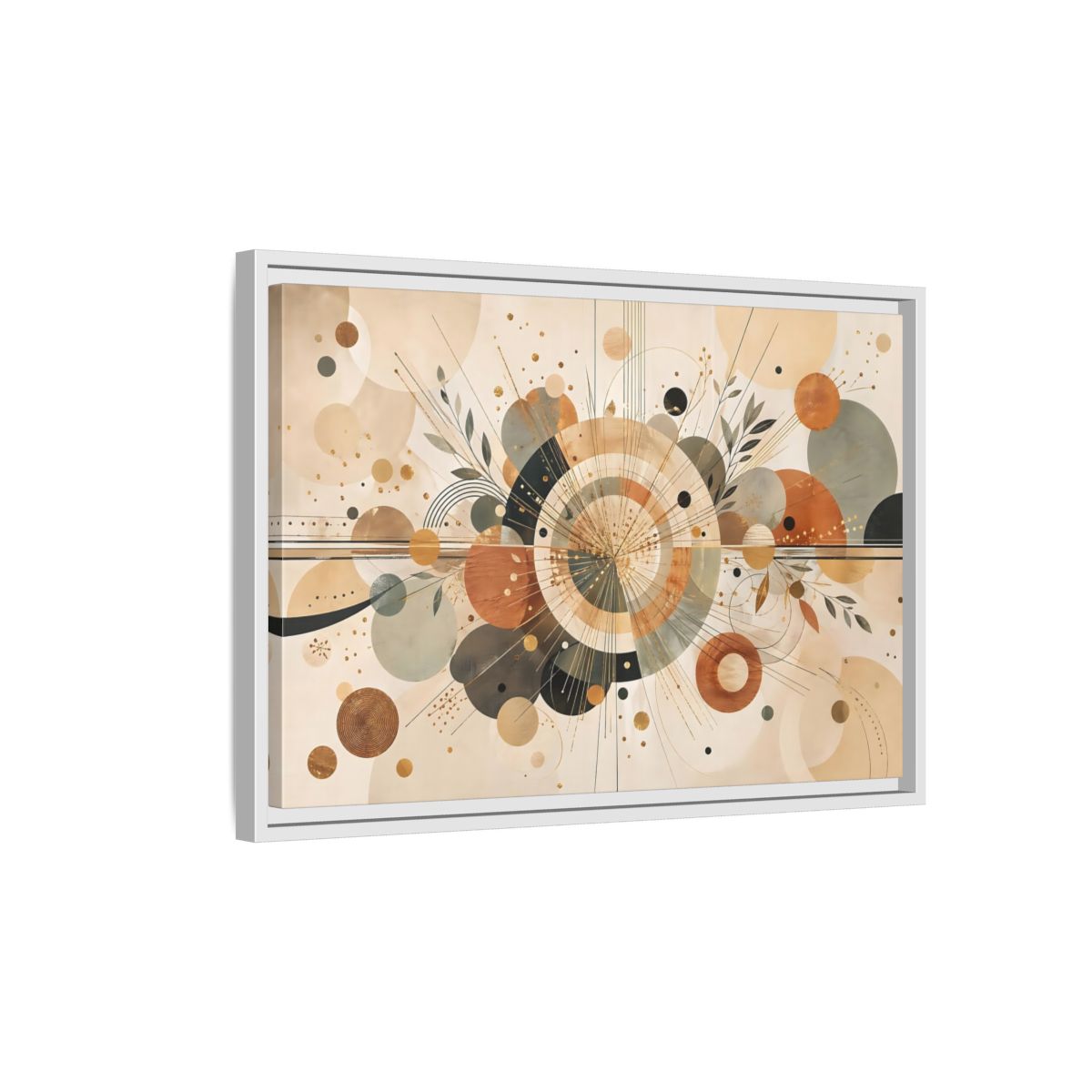 Side Mockup 1. Abstract Geometric Abstraction Warm Tones Abstract shown as stretched canvas wall art