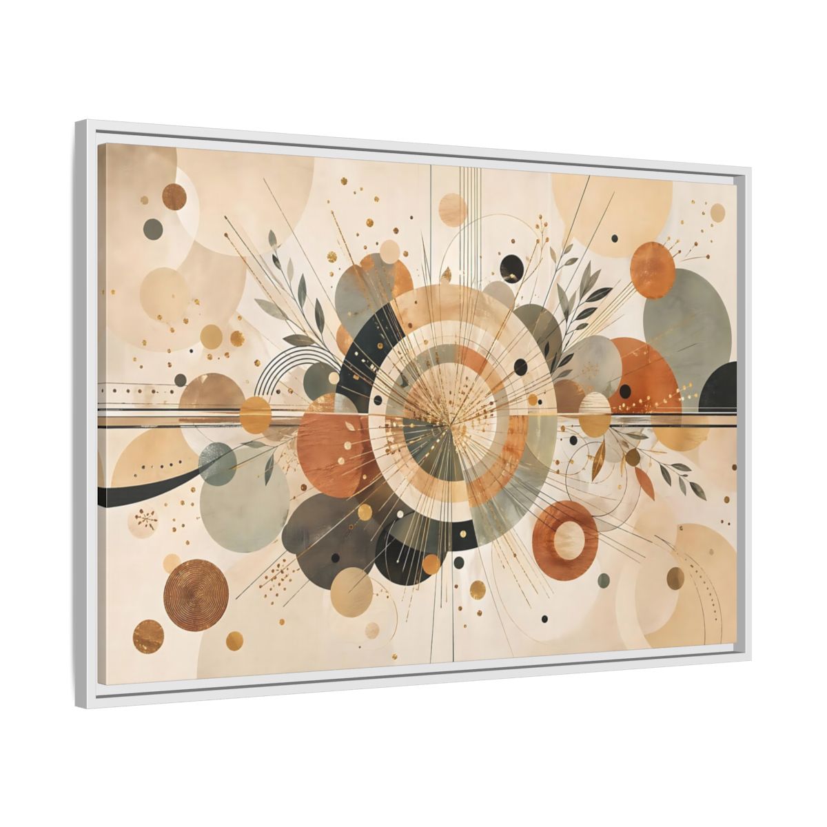 Side Mockup 9. Abstract Geometric Abstraction Warm Tones Abstract shown as stretched canvas wall art