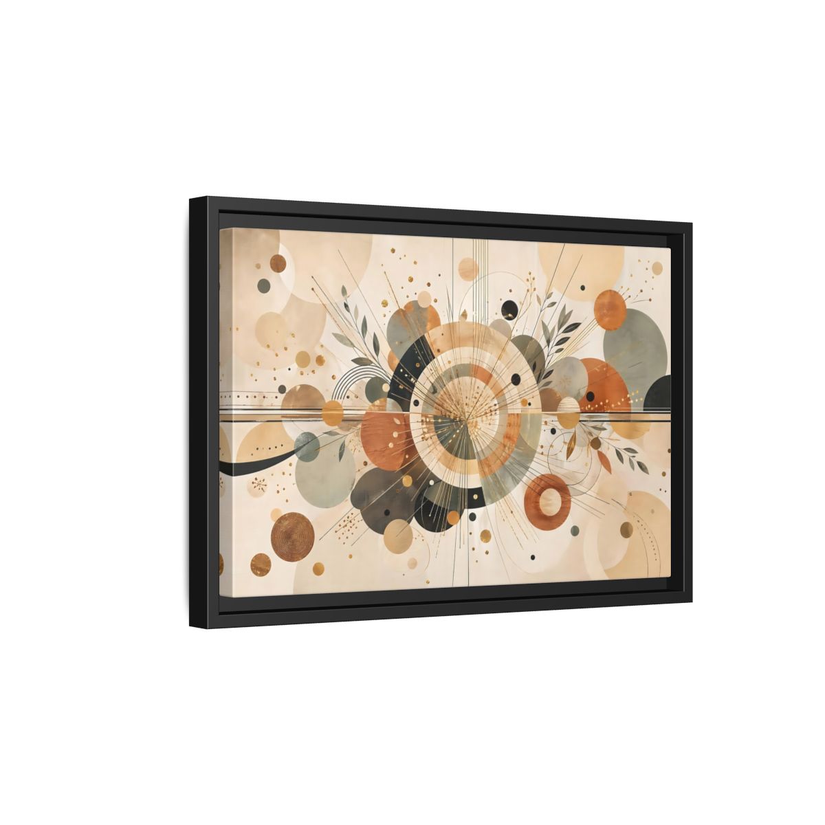 Side Mockup 6. Abstract Geometric Abstraction Warm Tones Abstract shown as stretched canvas wall art