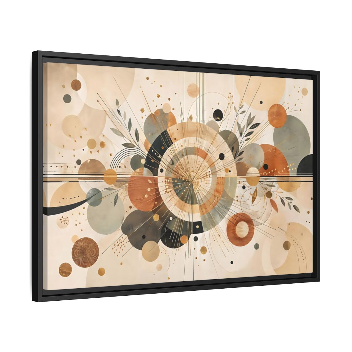 Side Mockup 14. Abstract Geometric Abstraction Warm Tones Abstract shown as stretched canvas wall art