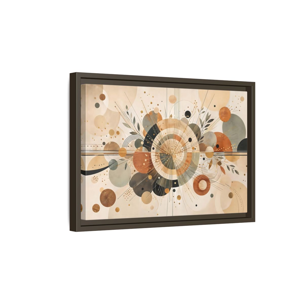 Side Mockup 5. Abstract Geometric Abstraction Warm Tones Abstract shown as stretched canvas wall art