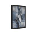 Side Mockup 6. Abstract Geometric Abstract Blue And Silver shown as stretched canvas wall art