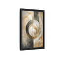 Side Mockup 6. Abstract Geometric Circles Gold And Gray Abstract shown as stretched canvas wall art