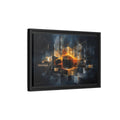 Side Mockup 6. Abstract Geometric Cubes Dark Gold Cubes shown as stretched canvas wall art