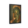 Side Mockup 6. Abstract Geometric Curves Olive Green Gold shown as stretched canvas wall art