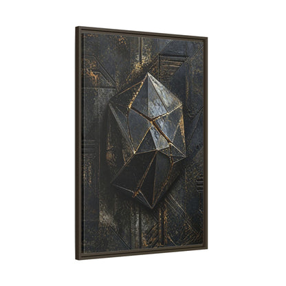 Main Mockup. Abstract Geometric Form Black And Gold Abstract shown as stretched canvas wall art
