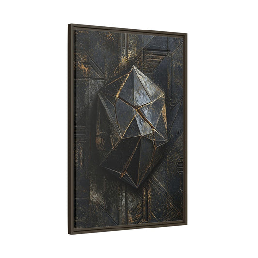 Main Mockup. Abstract Geometric Form Black And Gold Abstract shown as stretched canvas wall art