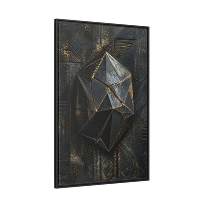 Side Mockup 12. Abstract Geometric Form Black And Gold Abstract shown as stretched canvas wall art