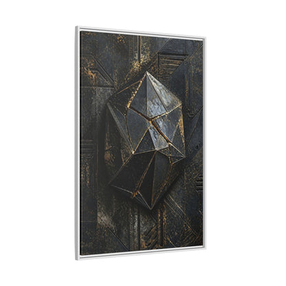 Side Mockup 7. Abstract Geometric Form Black And Gold Abstract shown as stretched canvas wall art