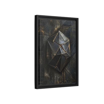 Side Mockup 6. Abstract Geometric Form Black And Gold Abstract shown as stretched canvas wall art