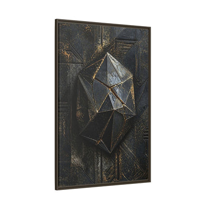 Side Mockup 8. Abstract Geometric Form Black And Gold Abstract shown as stretched canvas wall art