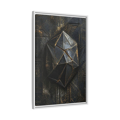 Side Mockup 10. Abstract Geometric Form Black And Gold Abstract shown as stretched canvas wall art