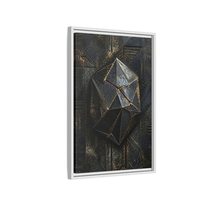 Side Mockup 1. Abstract Geometric Form Black And Gold Abstract shown as stretched canvas wall art