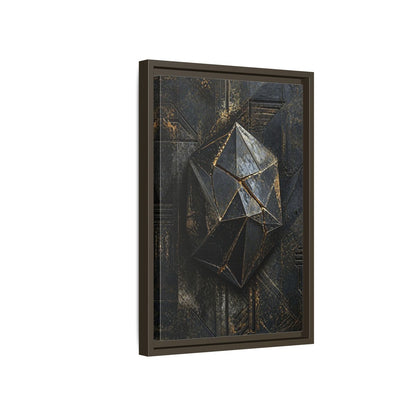 Side Mockup 5. Abstract Geometric Form Black And Gold Abstract shown as stretched canvas wall art