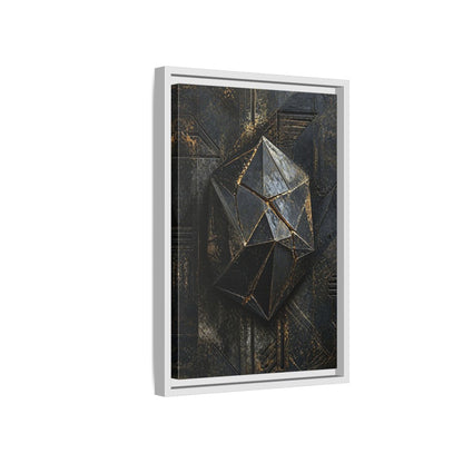 Side Mockup 4. Abstract Geometric Form Black And Gold Abstract shown as stretched canvas wall art