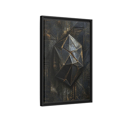 Side Mockup 3. Abstract Geometric Form Black And Gold Abstract shown as stretched canvas wall art