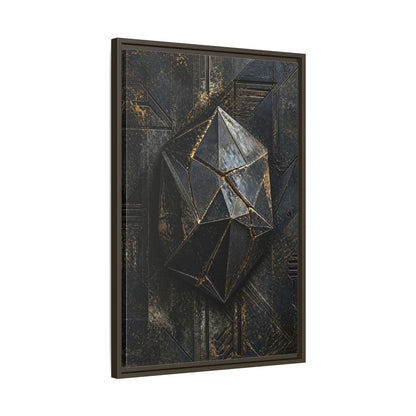 Side Mockup 11. Abstract Geometric Form Black And Gold Abstract shown as stretched canvas wall art