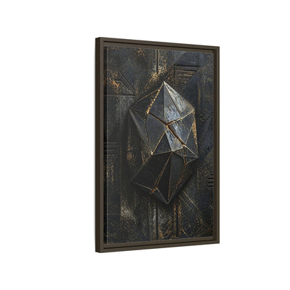 Side Mockup 2. Abstract Geometric Form Black And Gold Abstract shown as stretched canvas wall art