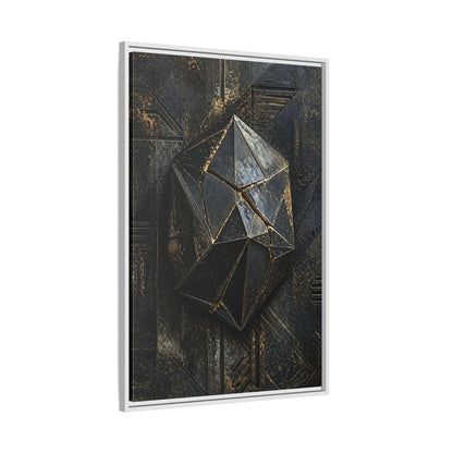 Side Mockup 9. Abstract Geometric Form Black And Gold Abstract shown as stretched canvas wall art