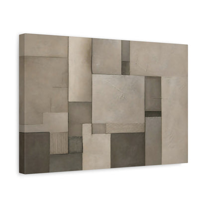 Side Mockup 4. Abstract Geometric Forms Brown And Grey shown as stretched canvas wall art