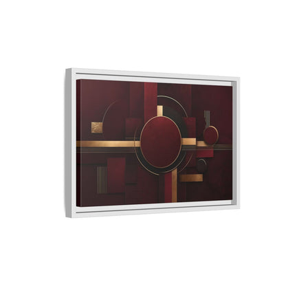 Side Mockup 4. Abstract Geometric Forms Burgundy Gold shown as stretched canvas wall art