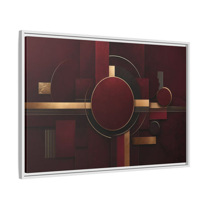 Side Mockup 9. Abstract Geometric Forms Burgundy Gold shown as stretched canvas wall art