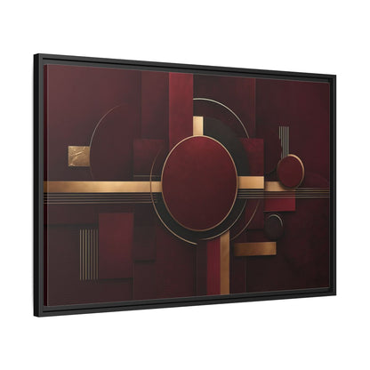 Side Mockup 13. Abstract Geometric Forms Burgundy Gold shown as stretched canvas wall art