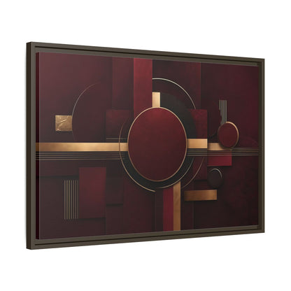 Side Mockup 11. Abstract Geometric Forms Burgundy Gold shown as stretched canvas wall art