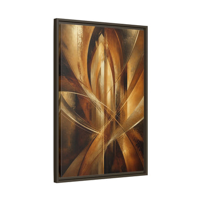 Side Mockup 11. Abstract Geometric Abstract Gold And Brown Abstract shown as stretched canvas wall art