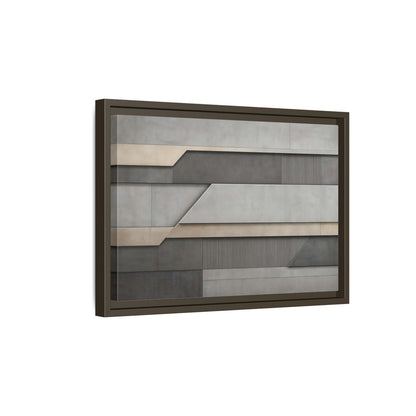 Side Mockup 5. Abstract Geometric Panels Grey And Beige shown as stretched canvas wall art
