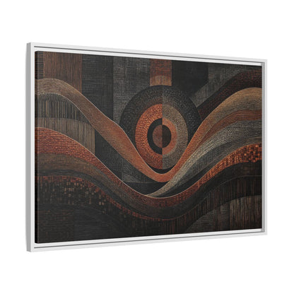 Side Mockup 9. Abstract Geometric Patterns Abstract Bronze Black shown as stretched canvas wall art