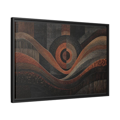 Side Mockup 14. Abstract Geometric Patterns Abstract Bronze Black shown as stretched canvas wall art