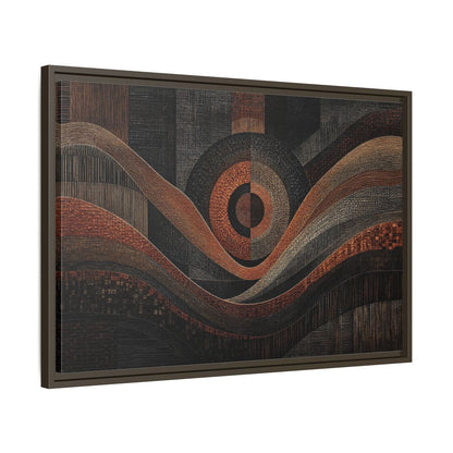 Side Mockup 11. Abstract Geometric Patterns Abstract Bronze Black shown as stretched canvas wall art