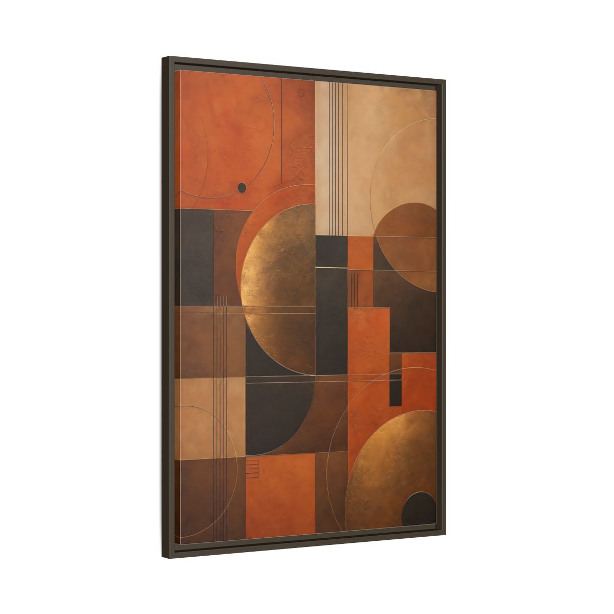 Main Mockup. Abstract Geometric Shapes Abstract Terracotta Gold shown as stretched canvas wall art